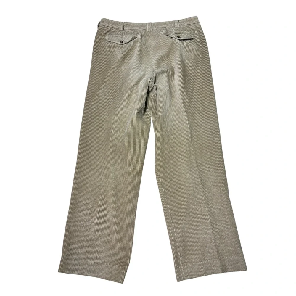 LL Bean Classic Fit Corduroy Pleated Pants Tan Mens Size 38x31‎